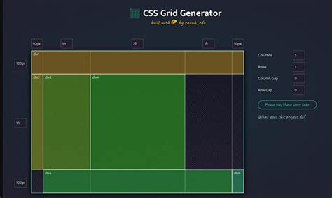 Toradh íomhá ar CSS Grid Template Generator