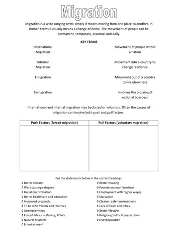 Image result for Migration Worksheet