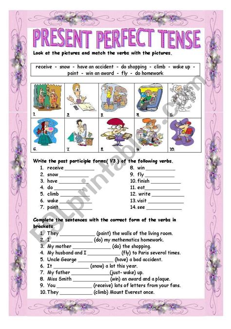 Image result for Present Perfect Tense English Worksheet
