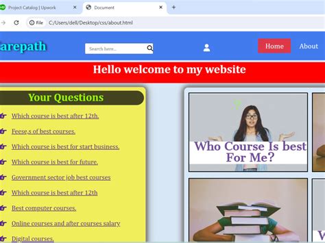 HTML/CSS Front Page Contents に対する画像結果
