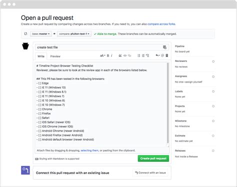 GitHub Feature Request Template に対する画像結果