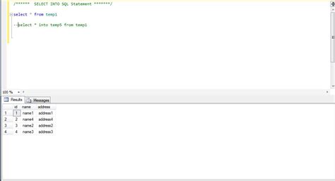 Toradh íomhá ar Select into SQL Server