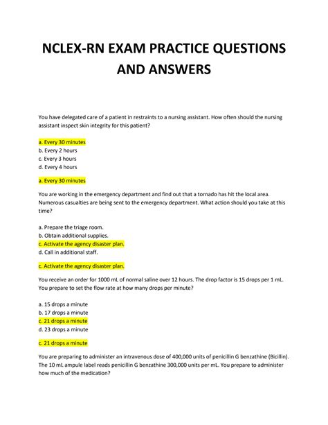 Toradh íomhá ar Practice Test for NCLEX