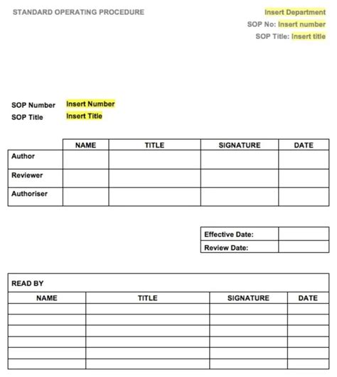 Afbeeldingsresultaten voor Free Printable SOP Template