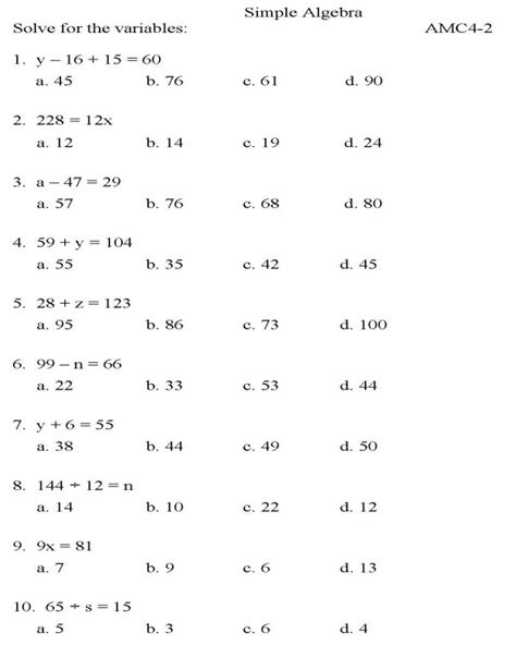 Image result for Algebra Worksheets