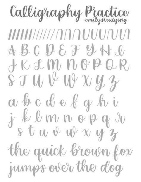 Toradh íomhá ar Brush Lettering Calligraphy Practice Sheets