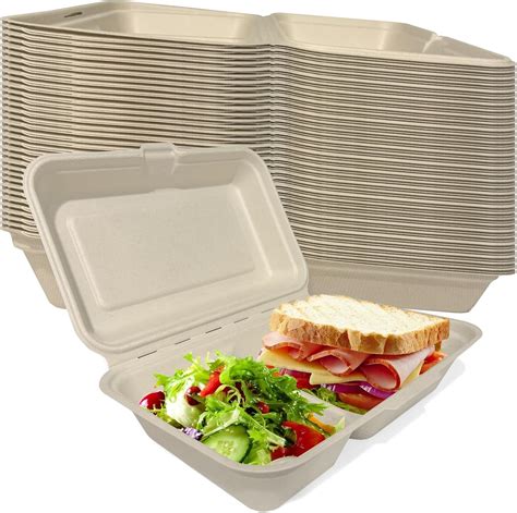 Amazon.com: Pony Packaging Compostable Clamshell To Go Food Containers ...