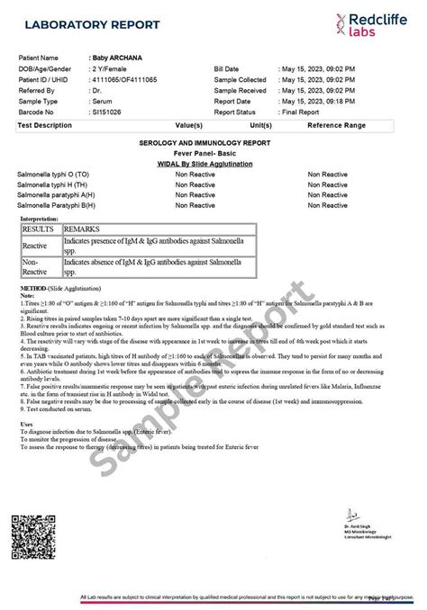 Toradh íomhá ar Widal Lab Test