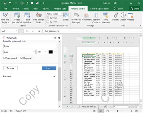 Toradh íomhá ar How to Create Watermark in Excel