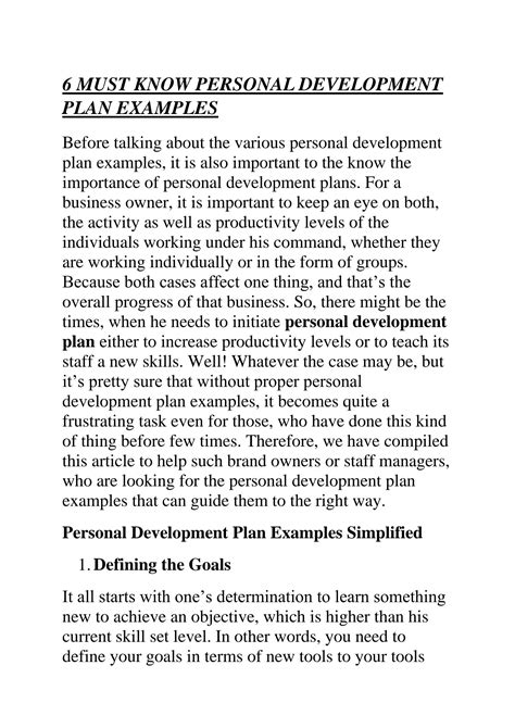 Image result for Personal Development Plan Examples