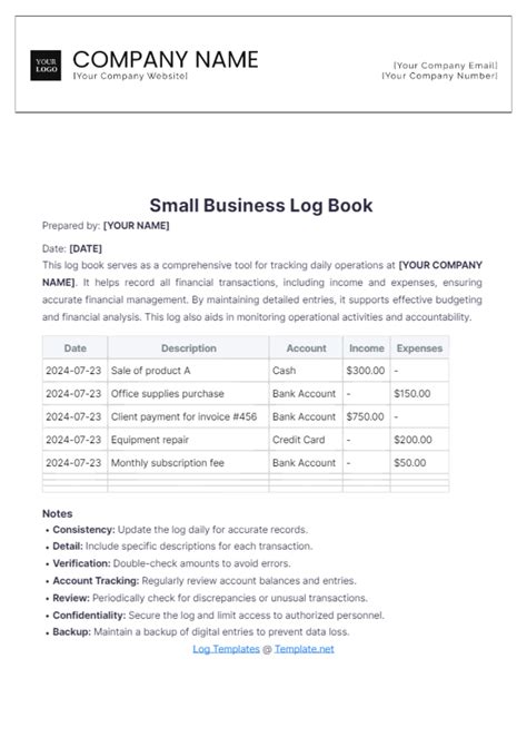 Image result for Free Log Book Template