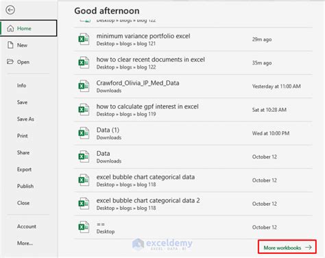 Image result for Recent Excel File