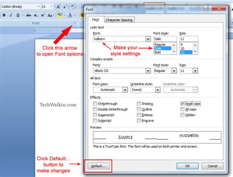 Image result for Change Default Font in Word