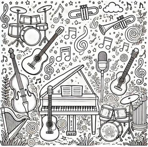 Image result for Musical Instruments Coloring Pages