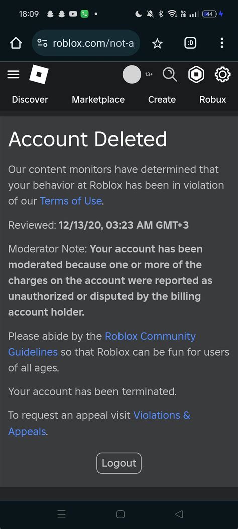 Image result for Roblox Account Terminated Speech