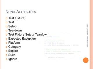 NUnit Execution Diagram に対する画像結果