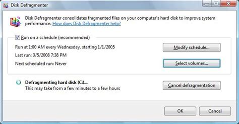 Toradh íomhá ar Defrag GUI Windows Vista