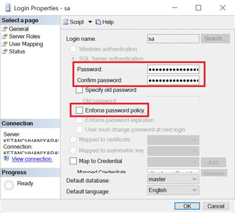 Image result for Password Settings On SQL