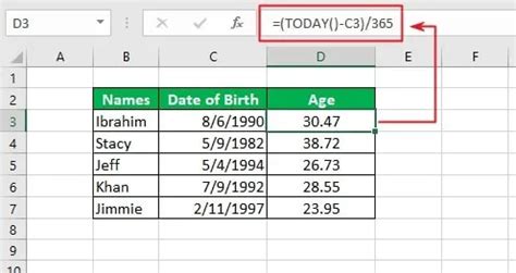Image result for How to Formulate Age in Excel