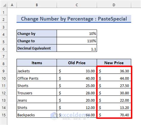 Toradh íomhá ar How to Add 10 Percentage in Excel