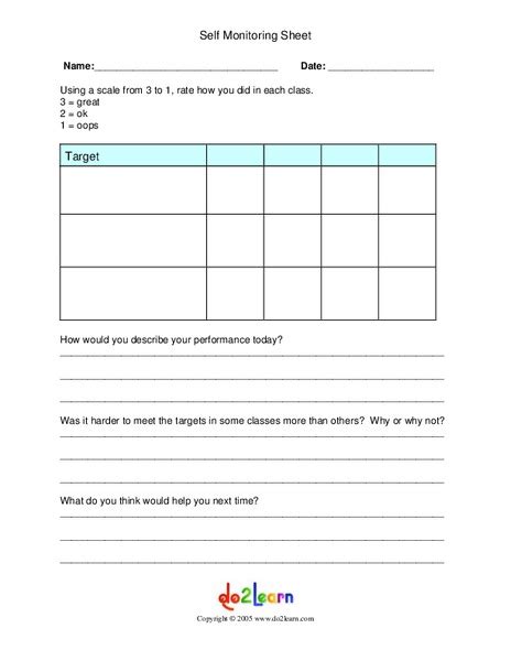 Image result for Self Monitoring Handwriting Worksheet for Kids