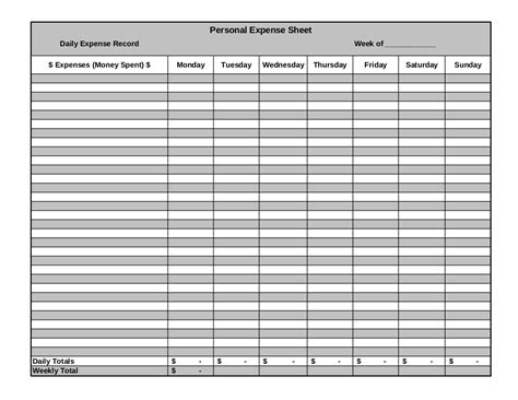 Image result for Example Expense Sheet