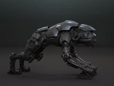 Toradh íomhá ar Cyber Furry Quadraped Robot Creature 3D Model