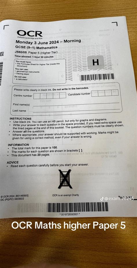 Toradh íomhá ar OCR Past Papers Maths GCSE Higher