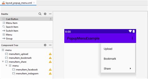 Image result for Android Options Menu vs Android PopupMenu