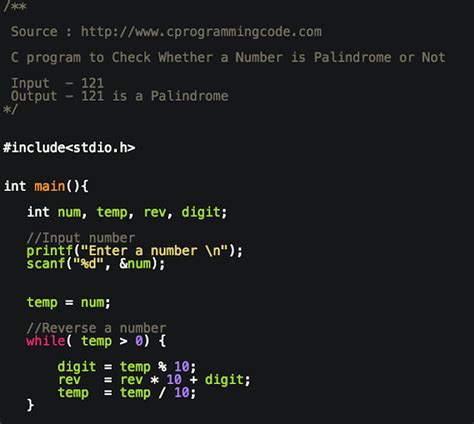 Image result for Check Palindrome Number in C