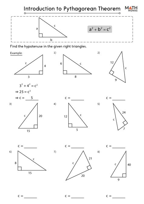 Pythagorean Theorem Worksheets - Math Monks