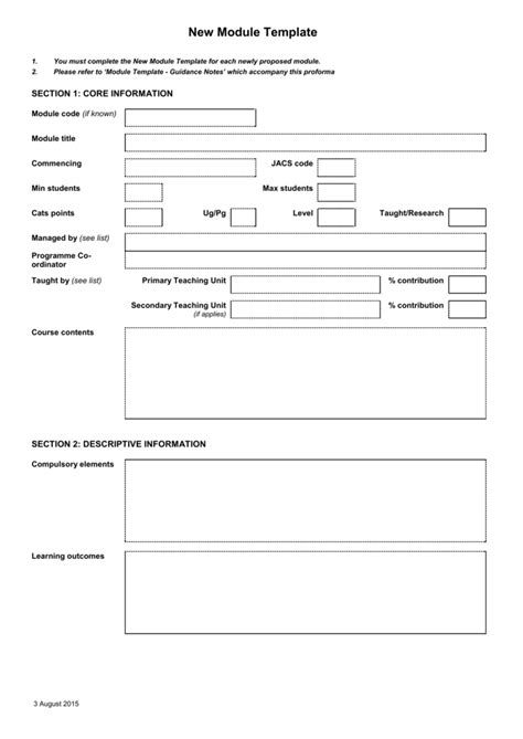 Image result for Sample Module Format