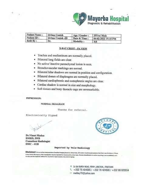 Image result for Medical Diagnostic Report Sample