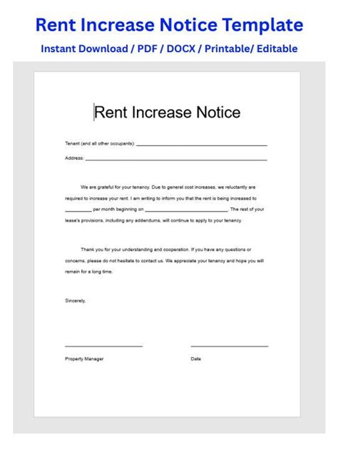 Image result for Rent Increase Notice Form