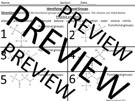 Image result for Functional Groups Organic Chemistry Worksheet