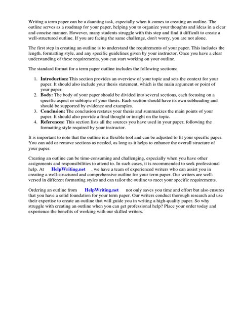 Term Paper Outline Format に対する画像結果