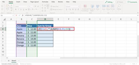 Image result for MS Excel Sum by Group