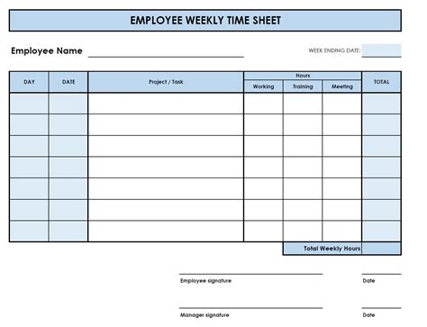 Weekly Time Sheet Printable に対する画像結果