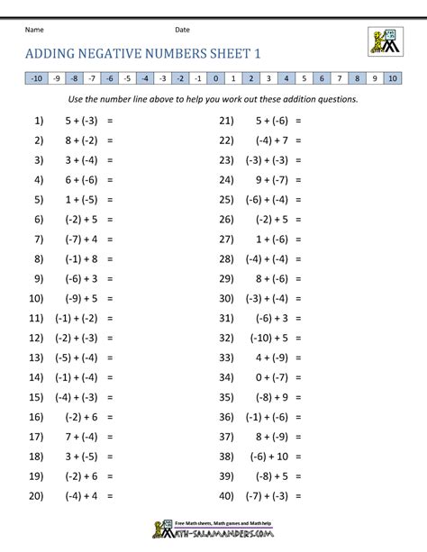 Image result for Positive and Negative Integers Worksheet