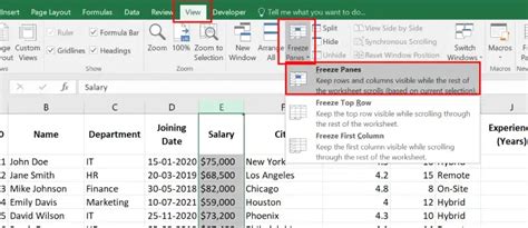 Image result for How to Freeze Columns in Excel Spreadsheet