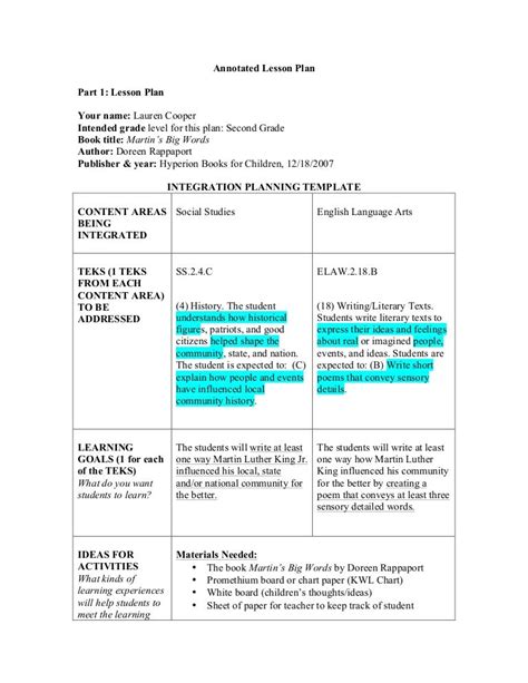 Image result for Annotated Lesson Plan Template
