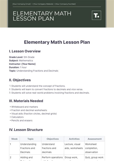Image result for 4th Grade Lesson Plan Template