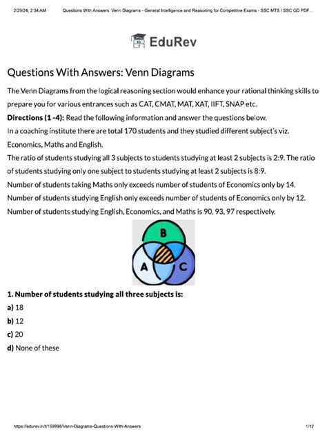 Venn Diagram Examples | PDF
