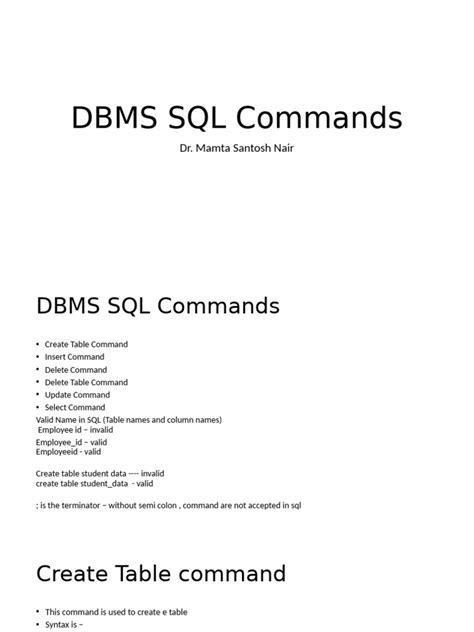 Image result for Commands in DBMS