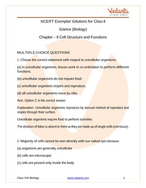 Image result for Cell Structure and Function Class 8 PDF