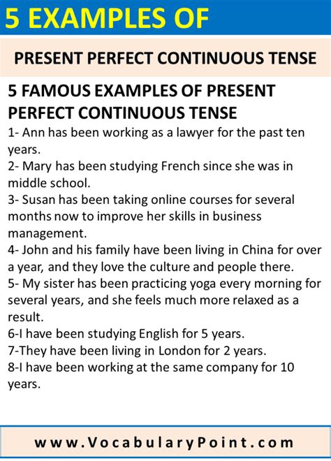 Image result for Present Perfect Continuous Examples