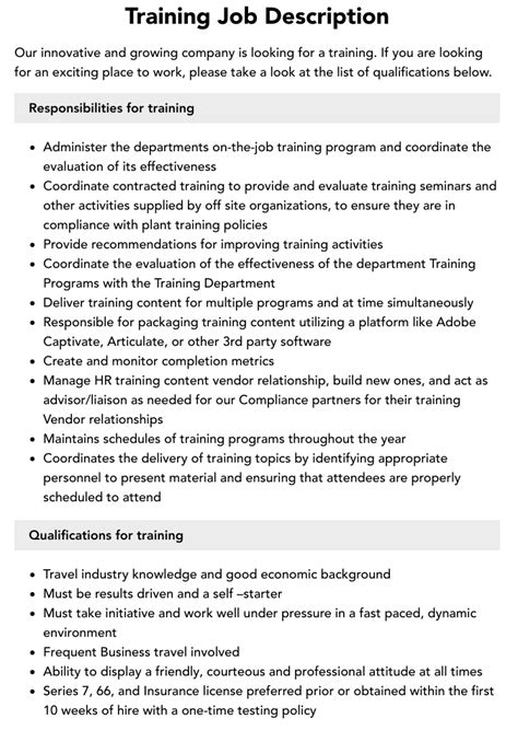 Education Trainer Job Description に対する画像結果