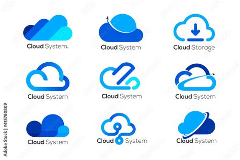 Cloud logo design template, 9 different cloud logos Stock Vector ...