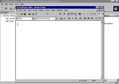 Toradh íomhá ar Microsoft FrontPage Screen Shot Windows 1.0