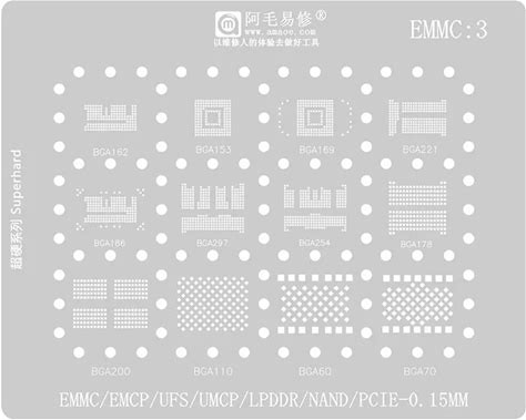 Amaoe Steel Soldering Planting Tin Mesh BGA Reballing Stencil For EMMC/EMCP/UFS Test Gold Points 0.15mm